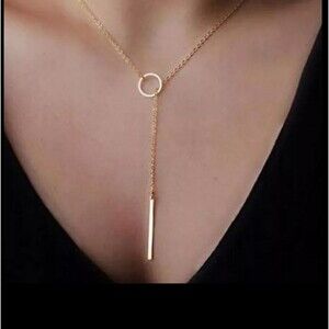Simple metal rod and hoop necklace 10E-J017